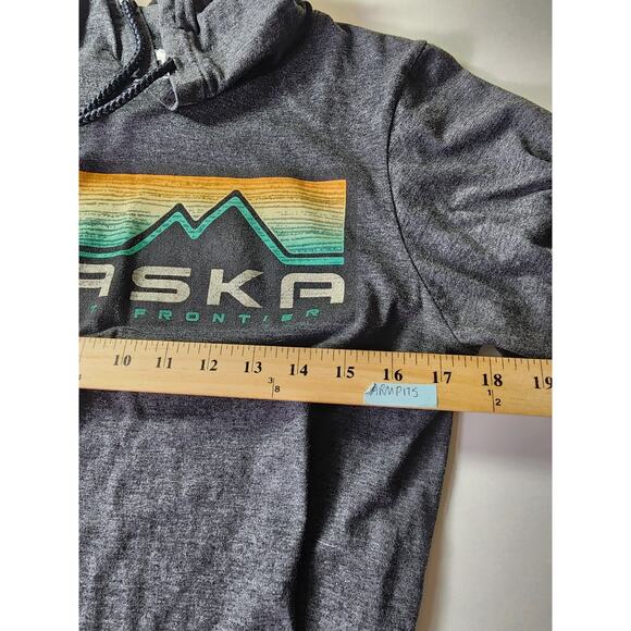 ALASKA The Last Frontier Gray Colorful Fade Lightweight Hoodie SZ S - Picture 5 of 7